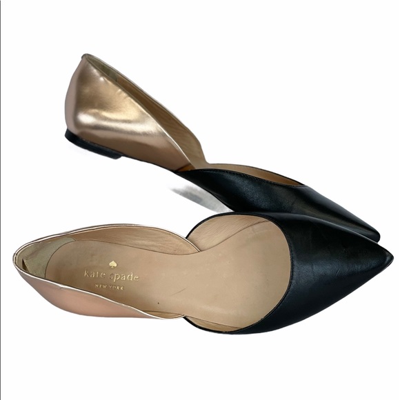 kate spade Shoes - Kate Spade leather flats! Two tone gold and black!